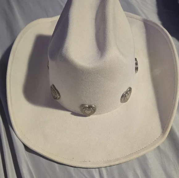 White Cowboy Hat with Silver Accents - Picture 1 of 3